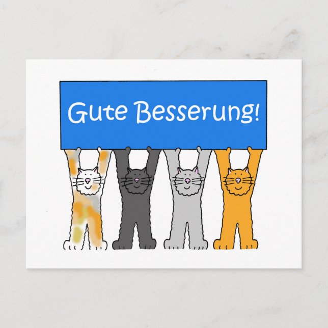 Deutsch wird bald gut Cartoon Katzen. Postkarte (Vorderseite)