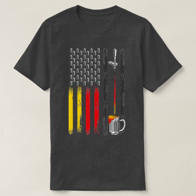 Deutsche amerikanische Flagge, Bier-Entwurf, deuts T-Shirt (Design vorne)