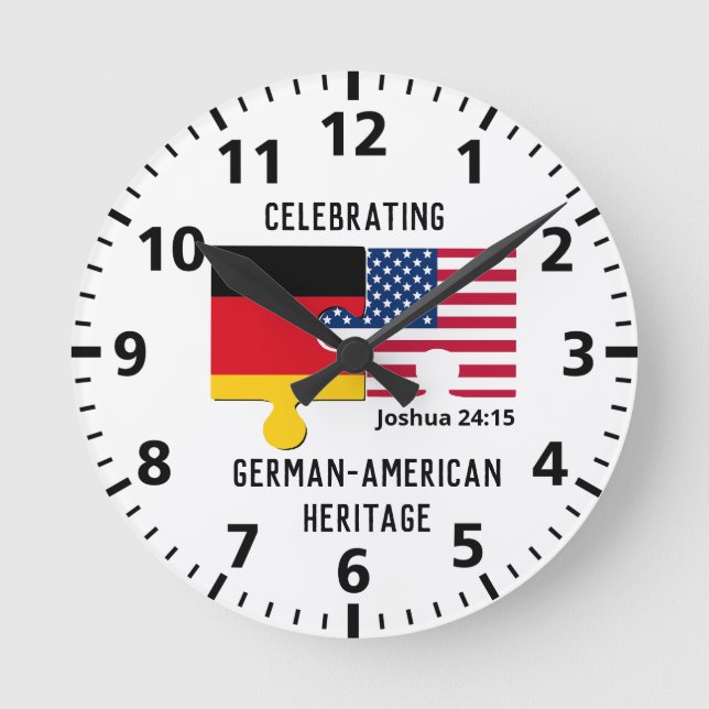 DEUTSCHE AMERIKANISCHE Flagge Runde Wanduhr (Vorderseite)