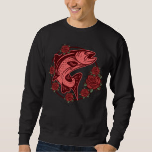 Deutsche Bachforelle Vintage-Blumenkunst Sweatshirt