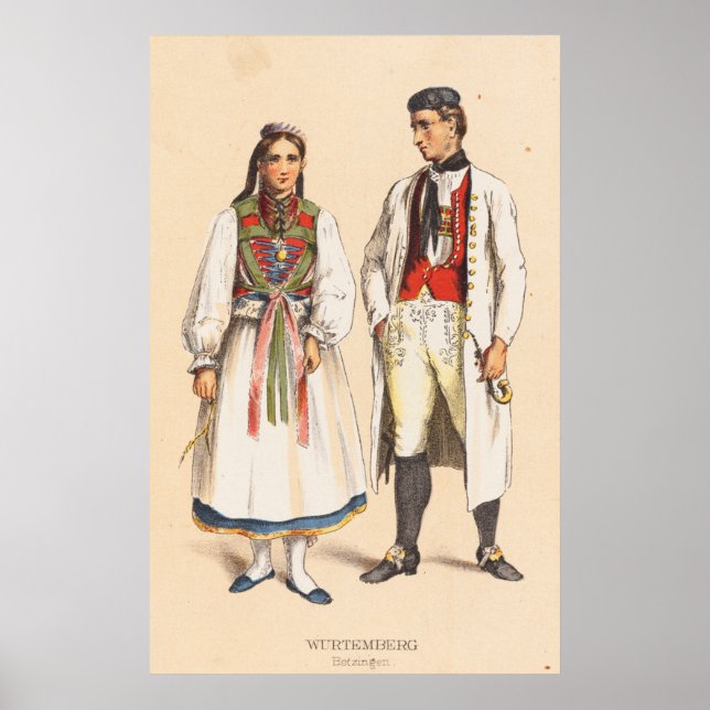 Deutsche Bauernkostüme - Wurtemberg Betzinger Poster (Vorne)