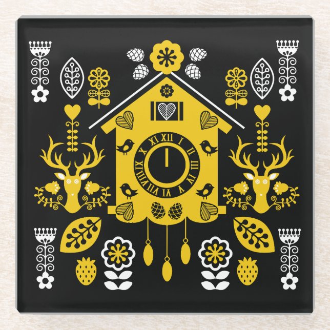 Deutsche Bauernmalerei Kunst Glasuntersetzer (Vorderseite)