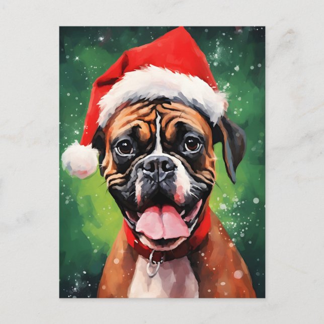 Deutsche Boxer Weihnachtsmalerei Postkarte (Vorderseite)