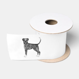Deutsche Boxerdog-Illustration in Schwarz und Weiß Satinband