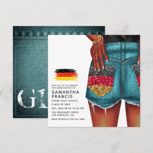 Deutsche Denim-Girl-Abschlussfeier-Einladung Einladung