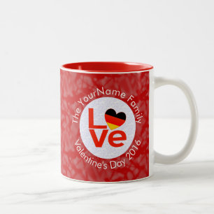 Deutsche Deutschland-Flagge Herz Rot LOVE Zweifarbige Tasse