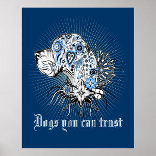 Deutsche Dogge Black Heart Poster