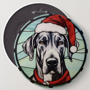 Deutsche Dogge Buntglas Weihnachten Button