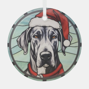 Deutsche-Dogge-Buntglas-Weihnachten Ornament Aus Glas