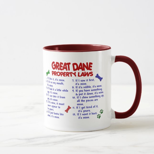DEUTSCHE DOGGE Eigentums-Gesetze 2 Tasse (Rechts)