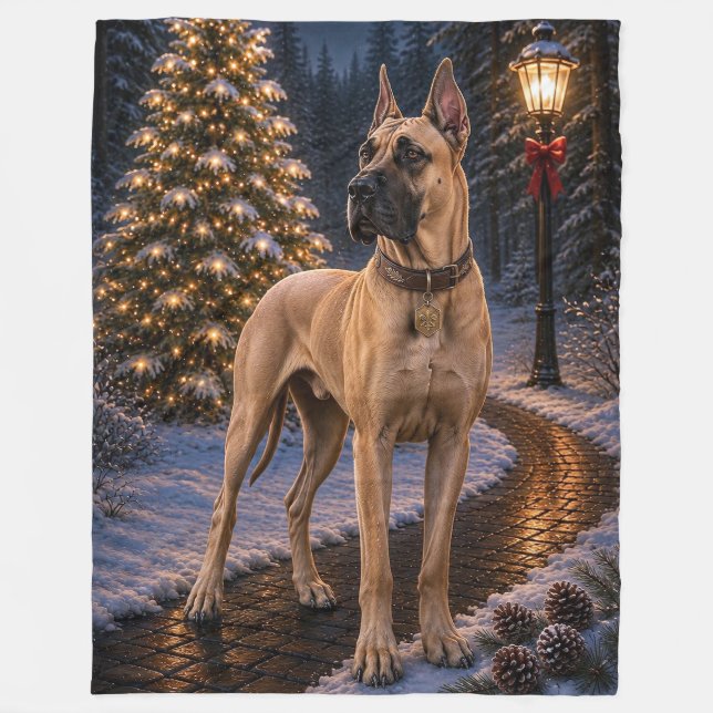 Deutsche Dogge Ferien  Fleecedecke (Vorderseite)