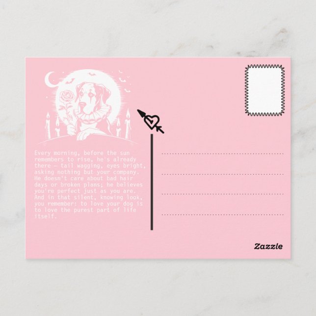 Deutsche Dogge "GROSSE LIEBE" Postkarte (Rückseite)