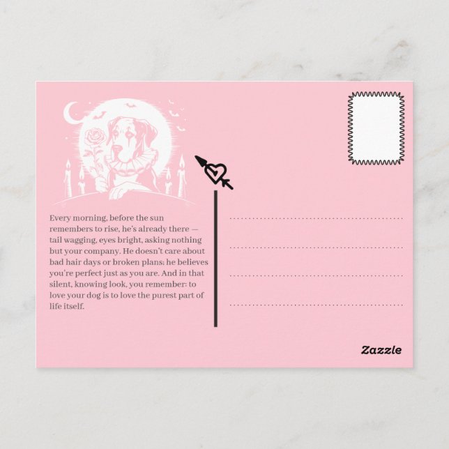 Deutsche Dogge "GROSSE LIEBE" Postkarte (Rückseite)