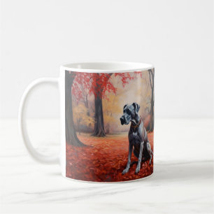 Deutsche Dogge im Herbstlaubfall inspiriert Kaffeetasse