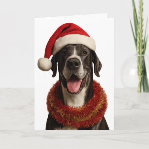 Deutsche Dogge in einem Weihnachtsmannhut Weihnach Karte