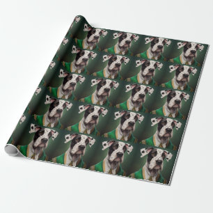 Deutsche Dogge in St. Patrick's Day-Kleid Geschenkpapier