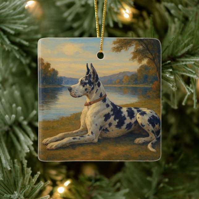 Deutsche Dogge Keramikornament (Baum)