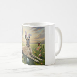 Deutsche Dogge mit Hasenohren Ostern Frühling Wies Kaffeetasse