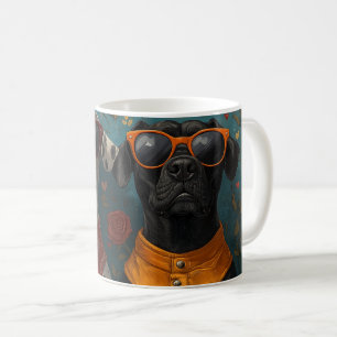 Deutsche Dogge mit Herz Rosen Valentinstag Kaffeetasse