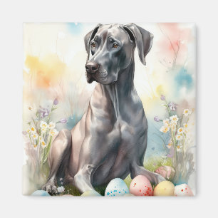 Deutsche Dogge mit Ostereiern Magnet
