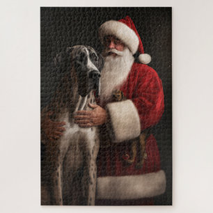 Deutsche Dogge mit Weihnachtsmann Festliches Weihn