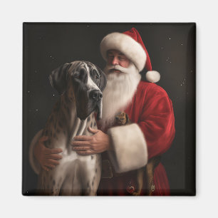 Deutsche Dogge mit Weihnachtsmann Festliches Weihn Magnet