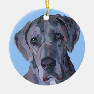 Deutsche Dogge silberne Merle Verzierung Keramik Ornament