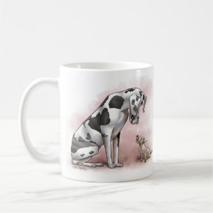Deutsche Dogge und Schottischer Terrier Cartoon Kaffeetasse