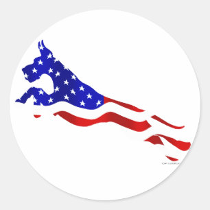 Deutsche Dogge USA-Flaggen-Pullover Runder Aufkleber
