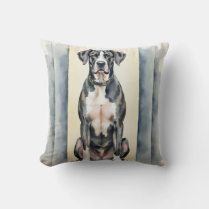 Deutsche Dogge Wasserfarben Vertikalpaneel-Kunst Kissen
