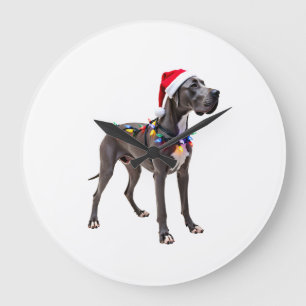Deutsche Dogge Weihnachten Lichter (3) Große Wanduhr