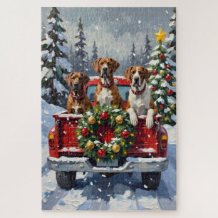 Deutsche Dogge Weihnachten Roter LKW Urlaub