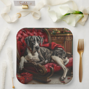 Deutsche Dogge Weihnachtsfest Pappteller