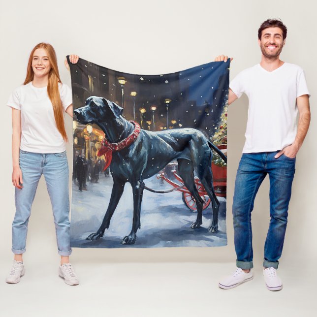 Deutsche Dogge Weihnachtsfestzeit Fleecedecke (Beispiel)