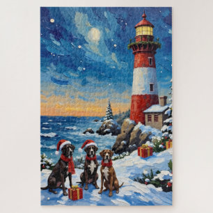 Deutsche Dogge Weihnachtsleuchtturm Urlaub