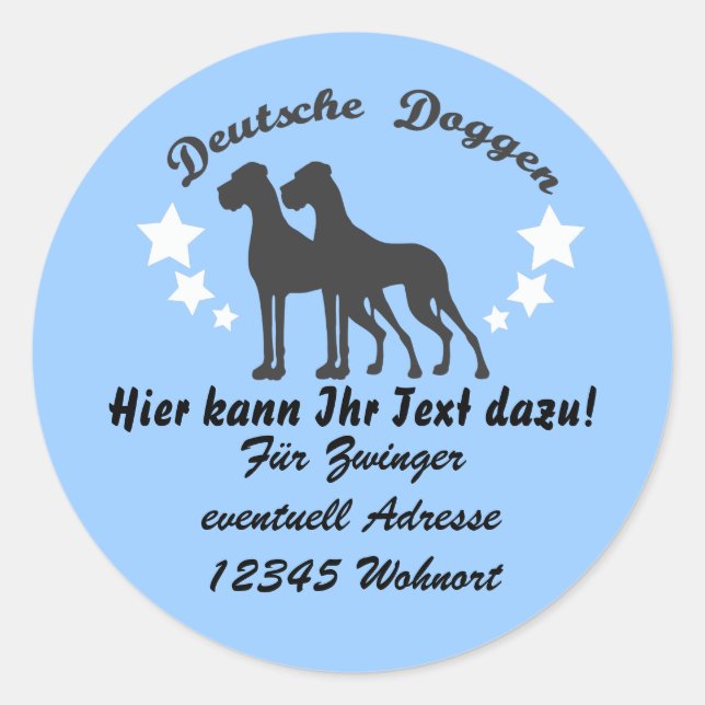 Deutsche Doggen Runder Aufkleber (Vorderseite)