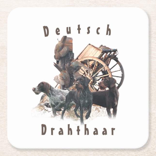 Deutsche Drahthaar Pointer-Aufkleber-Papierplatte Rechteckiger Pappuntersetzer (Vorderseite)