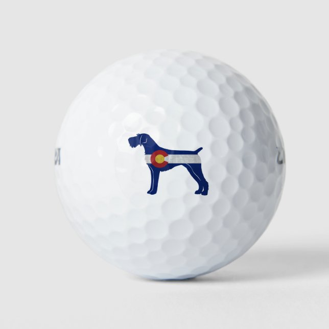 Deutsche Drahthaar Pointer Colorado Flag Golfball (Vorderseite)
