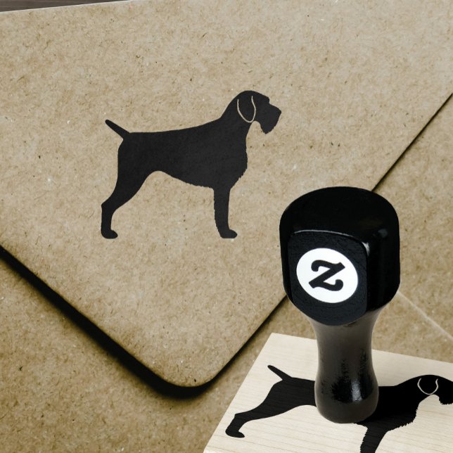 Deutsche Drahthaar Pointer Dog Rasse Silhouette Gummistempel (Von Creator hochgeladen)