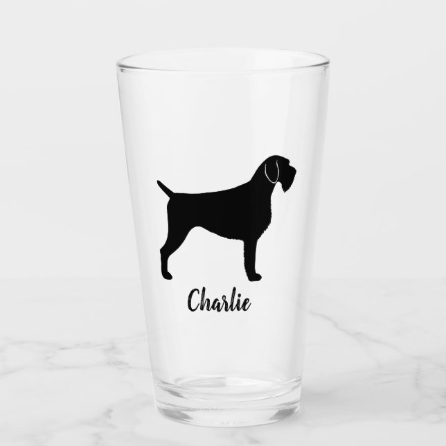 Deutsche Drahthaar Pointer Dog Silhouette Custom Glas (Vorderseite)