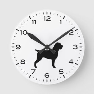 Deutsche Drahthaar Pointer Dog Silhouette Runde Wanduhr