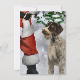 Deutsche Drahthaar Pointer Santa Weihnachtskarte