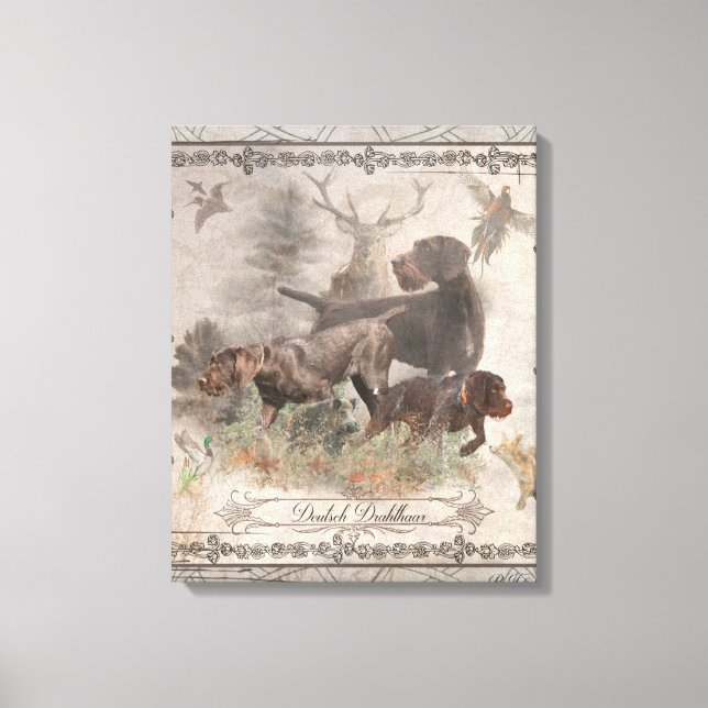 Deutsche Drahthaar Pointer Tapestry Imitate Leinwa Leinwanddruck (Vorderseite)
