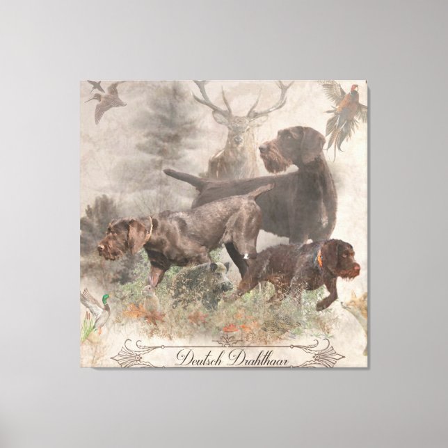 Deutsche Drahthaar Pointer Tapestry Poster Acrylic Leinwanddruck (Vorderseite)