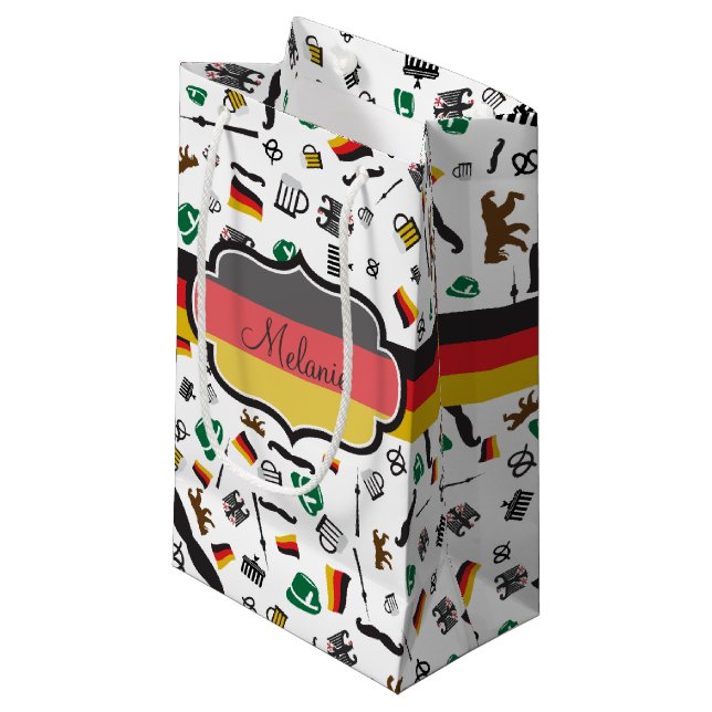 Deutsche Einzelteile mit Flagge von Deutschland Kleine Geschenktüte (Vorderseite Schrägansicht)