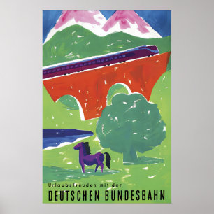 Deutsche Eisenbahn-Reiseposter Urlaubsfreuden Vint Poster