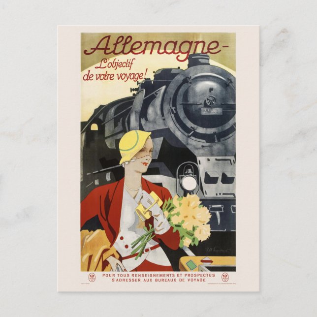 Deutsche Eisenbahn Vintage Poster 1928 Postkarte (Vorderseite)