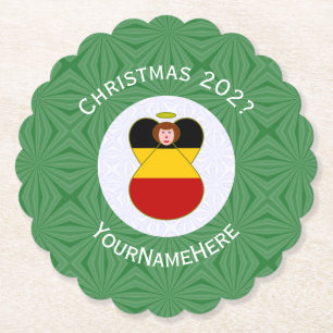 Deutsche Engel-Weihnachtsfahne Personalisiert Untersetzer