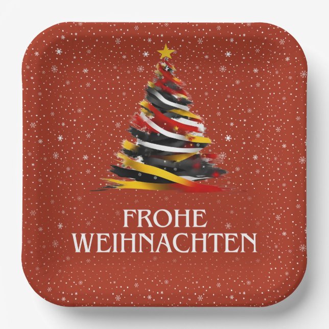 DEUTSCHE FLAG INSPIRIERT PAPPTELLER (Vorderseite)