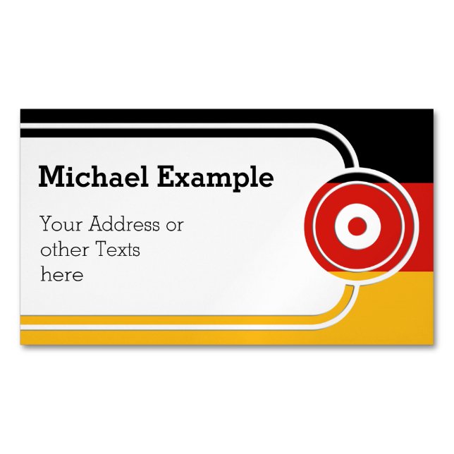 DEUTSCHE FLAGFARBEN + Ihr Text & Ideen Magnetische Visitenkarte (Vorderseite)